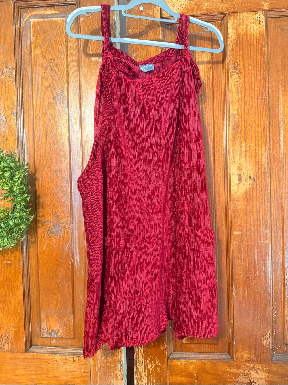 ARULA Crushed Velvet Red Sundress Skirt